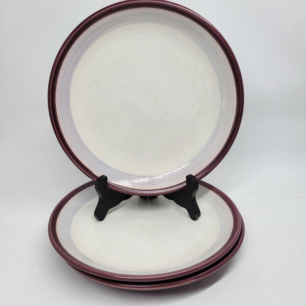 Denby Alfresco Purple Set Of 3 Vintage 8 1/2" Salad Plates Read Condition
